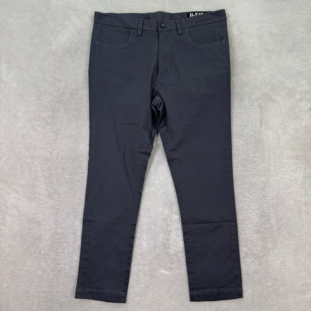 U-510 Mens 32x26 Slim Straight Chino Pants Dark Gray Stretch Cotton Casual EUC
